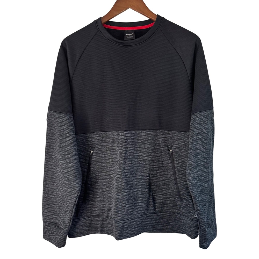 Reebok Pullover Sweatshirt‎ Speedwick Training Top Black Gray Mens Size S